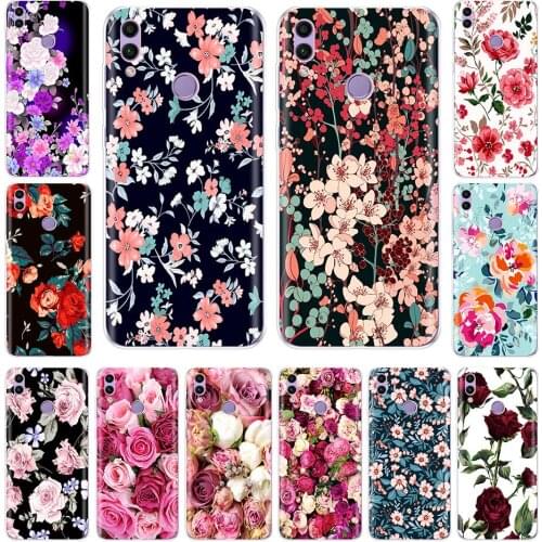 For huawei honor 8C Case 6.26' inch Silicon Soft TPU Flowers Back Cover for huawei honor 8c Protect Phone cases shell Coque bags