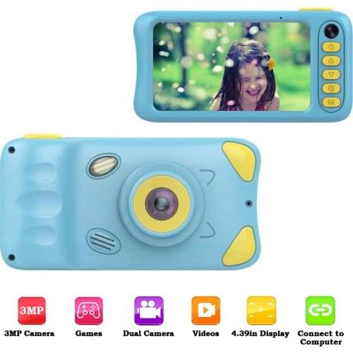 Kids Camera 3MP Child Camera with 4.39 Inch Screen Rechargeable Children Camcorder Kids Digital Cameras Photo Video Recording