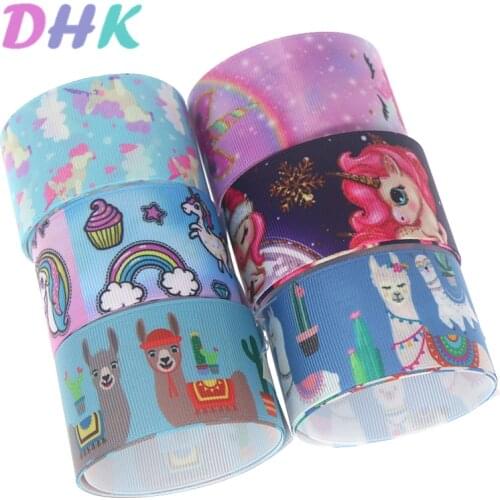 DHK 1.5'' 5yards horse alpaca Printed Grosgrain Ribbon Accessory Hairbow Headwear Decoration DIY Wholesale 38mm E1761