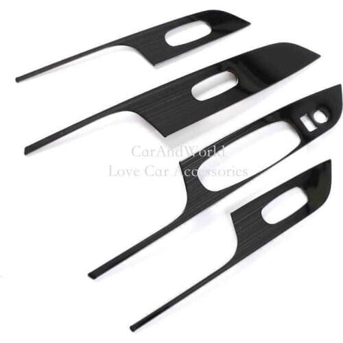 For Nissan Terra Navara NP300 2017-2020 Internal Stickers Chrome Door Window Glass Lift Switch Panel Cover Trims Car Accessories