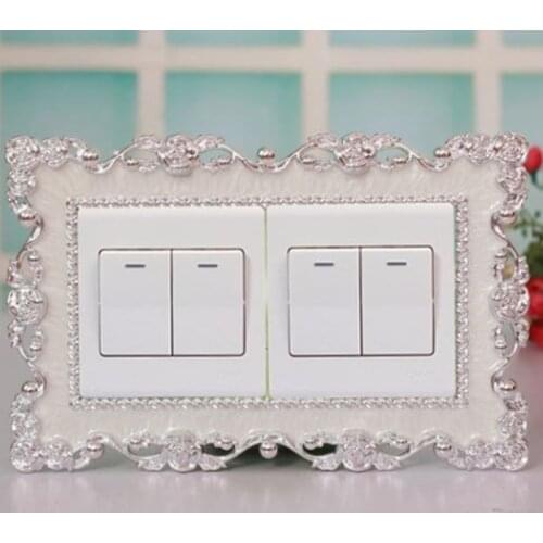 European Creative Candy Color Resin Silver Rose Lace Stickers Decoration Switch Cover Socket Stickers Double Switch Room N1W5