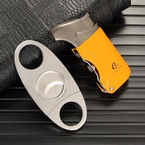 GALINER Portable Metal Jet Torch Lighter Turbo Butane Gas Cigar Lighter Cutter Kit Sharp Cigar Cutter Knife Metal Ignition Tool