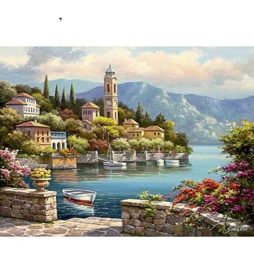 Entrance To Lake Paintings By Numbers DIY Pictures Oil Coloring By Numbers Set Gift Drawing By Numbers Canvas Decor New Arrivals
