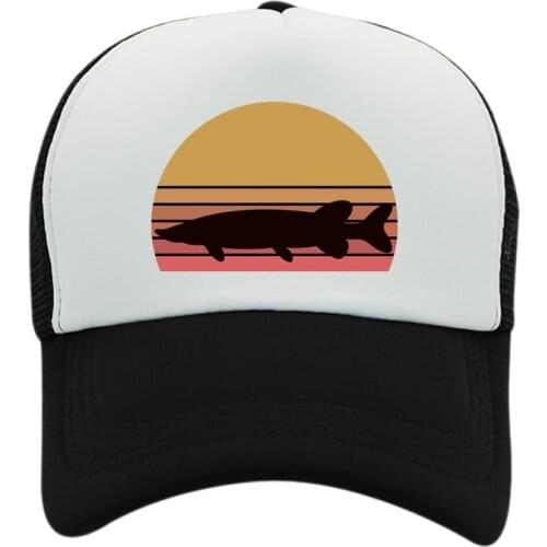 Sunset Northern Pike Fish Baseball Caps for Couple Adjustable Trucker Hats Men Women