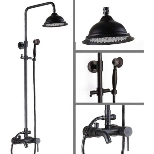 Oil Rubbed Brass Wall Mounted Rain Bathroom Rainfall Shower Faucet Set with Hand Spray Shower Head Bath Tub Mixer Tap 2rs323