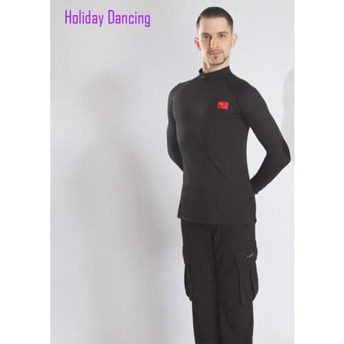 Long Sleeve Male Latin Dance Tops Latin Dancing Cloth Practise Tango Chacha Dancing Performamnce BY292