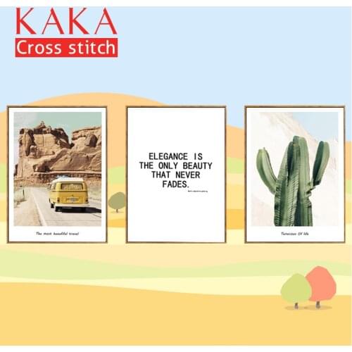 KAKA Cross stitch kits Embroidery needlework sets with printed pattern,11CT canvas,Home Decor for garden House,5D Cactus Desert