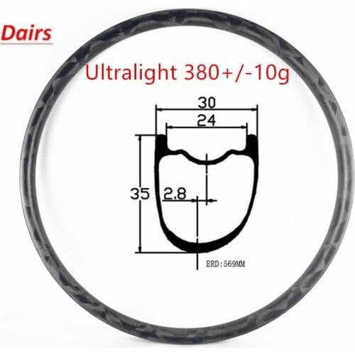 29er carbon mtb rims Ultralight bicycle mtb disc rim 380g 35x30mm asymmetric tubeless bow-knot mtb bike rims RED 569mm