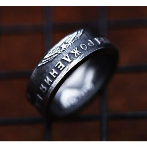 Solid Coin Ring 316L Stainless Steel Punk Biker Style Currency Jewellery Size 7-13