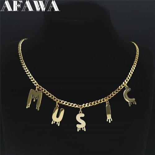 2021 Letter Satan Stainless Steel Pendants Necklaces Women/Men Gold Color Chain Necklace Jewelry colgantes mujer N7003S02