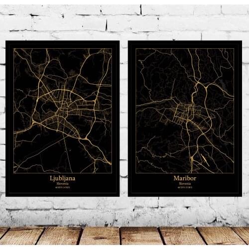 Ljubljana Maribor Slovenia Map Poster