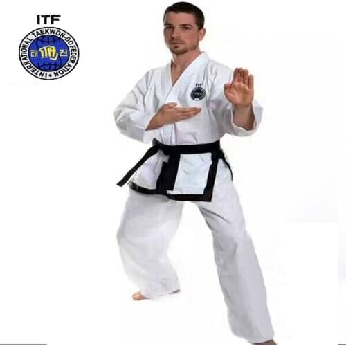 Professiona ITF Approve White Uniform Taekwondo Student Doboks Suit Kimono Martial Arts Taekwondo Clothes Long Sleeve Fitness Gi
