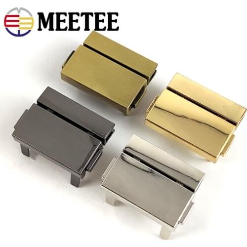 2/4pcs Meetee 38x29mm Rectangular Metal Press Push Locks Women Bag Spring Lock Snap Decorative Clasps Closure DIY Accessories