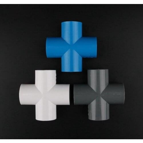 PVC 40mm Water Pipe Supplies Four Way Joint Water Tube Cross Connector Fish Tank Supply Parts Garden Irrigation System Accessory