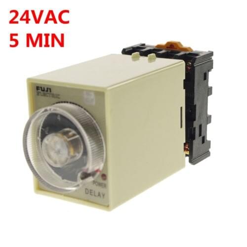 24VAC/DC 0-5 Minutes Power Off Delay Time Relay With Socket Base PF083A