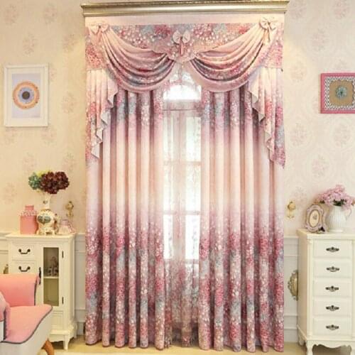 Pink Pastoral Curtains Printing Curtains Pastoral Korean Fresh Princess Room Curtains for Living Room Bedroom Curtain Valance