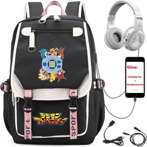 Anime Digimon Adventure backpack Unisex Travel Backpack student School book Bag USB Charging teenagers Laptop packsack