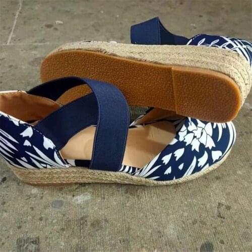Wedge heel sandals womens printed non-slip leisure and comfortable outdoor shoes 2021 summer plus size womens shoes