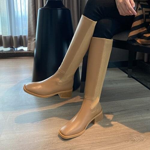 2021 New Arrival Winter Women Knee High Boots Women Genuine Leather Shoes Classic Fashion Woman Riding Boots