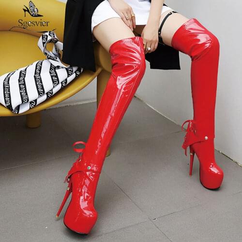 Sgesvier High Quality On Sale Shoes Woman Two ways to wear Over-the-knee Thin High Heels Sexy Party Platform Solid Sexy Boots