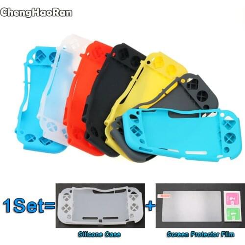 ChengHaoRan 1Set For Nintendo Switch Lite Silicone Protection Case For Switch Mini Soft Shell Cover with Screen Protector Film