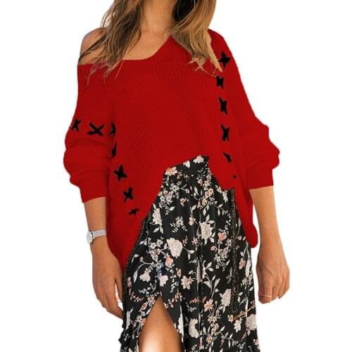 LOGAMI V Neck Lace Up Loose Women Sweaters And Pullovers 2018 Fashion Pullover Ladies Casual Sweater