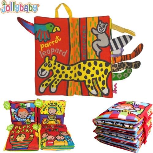 Jollybaby Baby Toys Infant Kids Early Development Cloth Books Learning Education Unfolding Activity Books Animal Tails Style