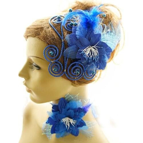 Feather flower girl hair jewerly children kid dancing latin hairwear haircomb feather hairwear free shipping