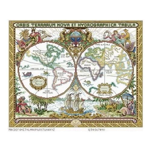 Top Quality Beautiful Lovely Counted Cross Stitch Kit World Map Travel Earth