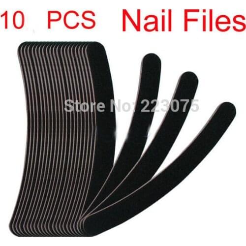 10 PCS Black Curve Nail Art Sanding Files Buffing Block Grit Tools Set