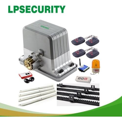 LPSECURITY 1800kg 6 keyfobs automatic GSM sliding gate motors/automatic sliding gate opener engine 6m or 7m rack 1 photoccell