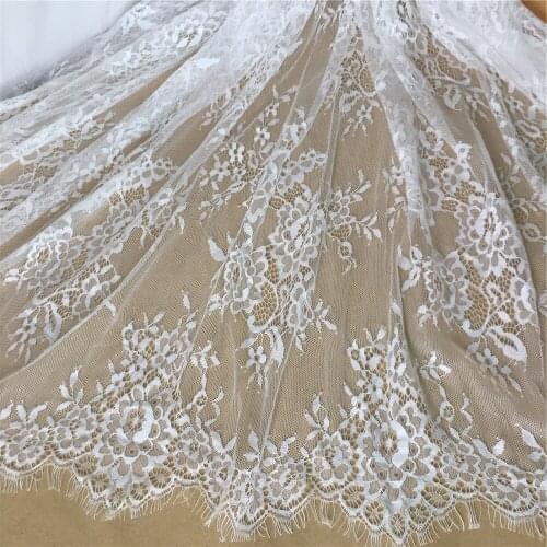 3M Long White French Chantilly Eyelash Lace Fabric Embroidered Mesh Material DIY Craft Handmade Sewing Accessories