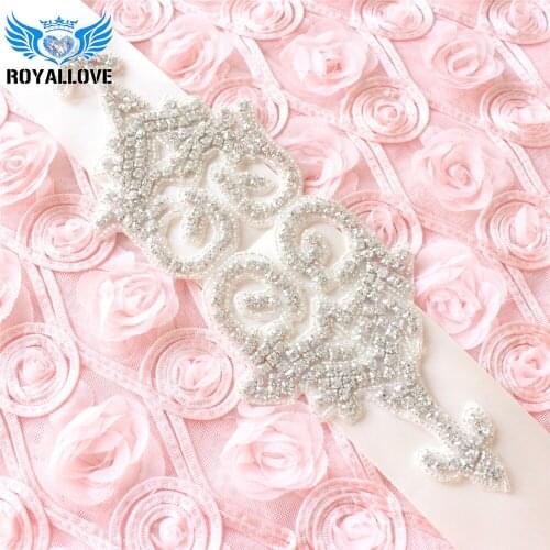 30 Pcs Rhinestone and pearl applique crystal big beaded wedding beaded patch for DIY wedding accessories Bridal sash Trim