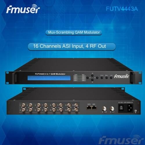 4 in 1 mux-scrambling QAM Modulator ASI 1-16 in 4 RF out