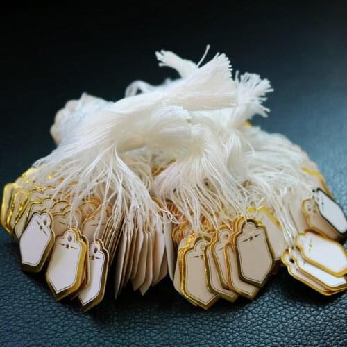 500Pcs White Price Tags with String Marking Strung Tags Writable Display Labels for Product Jewelry Clothing Watches