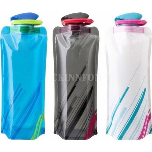 500Pcs/Lot Portable Foldable Drinking Water Bottle Bag Pouch Outdoor Cycling Hiking Camping Water Bag PE Blue 500ml-1000ml
