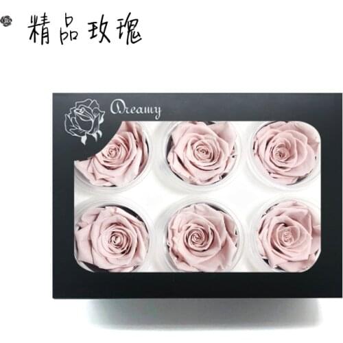 6 / box Rose 5-6cm Flower Head Full Box Grade A 6 Large Eternal Flower Rose DIY Material Cover Glass Cover Earth Farm