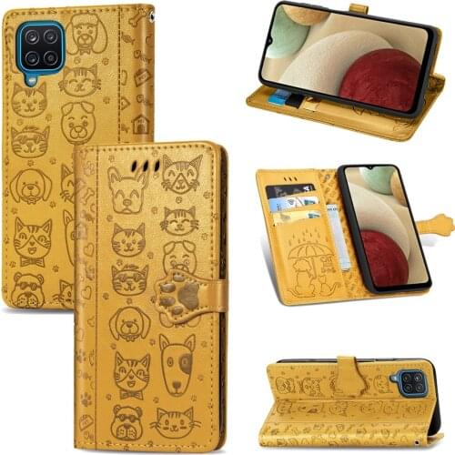 A12 S21 Ultra Case Flip Leather Phone Case For Samsung S 21 Plus A 32 A52 A72 A02 A42 A 12 Cute Animal Cat and Dog Embossed Etui