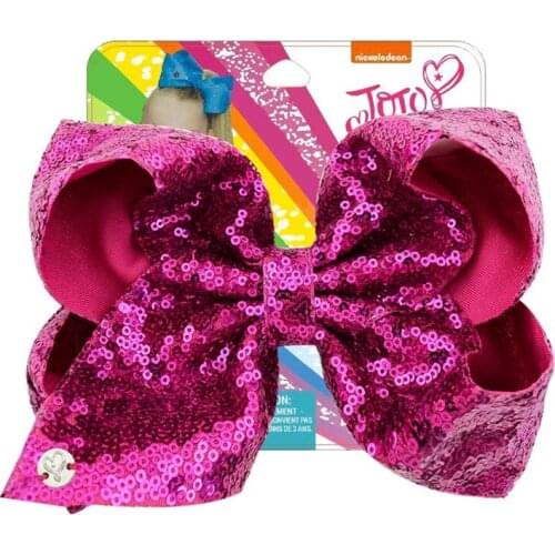 8" Jojo Siwa Bows With Clip For Girls Kids Handmade Boutique Knot Jumbo Sequin Hair Bow Hairgrips Hair Accessories