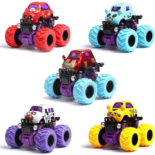 Boxed) Bigfoot Metal Car Pull Back Inertial Vehicle Model Cartoon Graffiti Car Foreign Trade Night Market Hot Sale