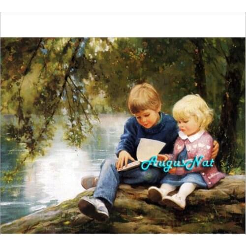 Children diamond painting cross stitch full round boy girl wall art decor resin beads painting kids diamond dotz lake craft gift