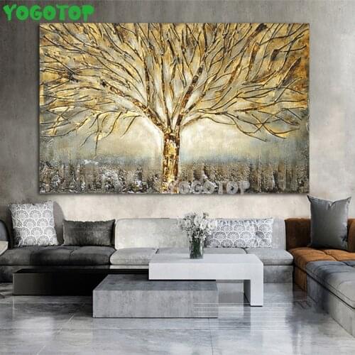 DIY 5D Diamond Painting Cross Stitch abstract ART Gold Tree Diamond Embroidery Full Drill Mosaic Pattern YY5186