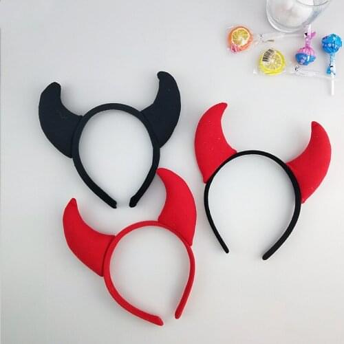 Animal Black Devil Horn Headband Kids Adults Boy Girl Cosplay Headwear Halloween Birthday Party Gift Hair Accessories