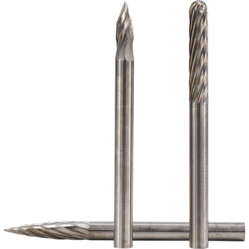 Tungsten Carbide Rotary Burrs 3X3Mm Rotary Tools Accessories Singe Cut And Double Cut Rotary Files