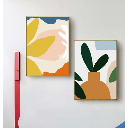 Abstract Modern Colorful Plant Flower Fruit Canvas Painting Wall Art Picture Posters Prints for Living Room Home Bedroom Decor