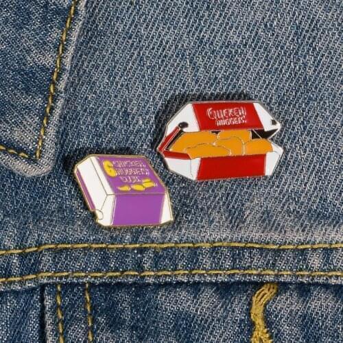 Creative Fried Chicken Club Food Shirt Brooch Enamel Pin Metal Broches for Women Badge Pines Metalicos Brosche Accessories
