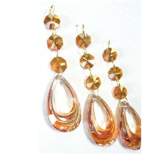 30pc yellow Teardrop Ornaments 50mm Chandelier Crystals
