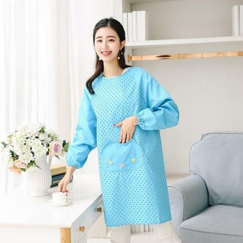 Korean fashion household kitchen long-sleeved apron waterproof and oil-proof ladies cute adult work clothes anti-wear waist