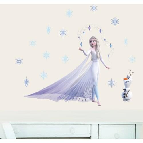Cartoon Disney Frozen 2 Elsa Anna Wall Stickers For Home Decor Kids Room Kindergarten Decoration Mural Art Movie Diy Pvc Decal