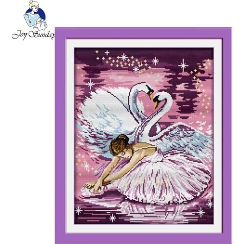 Joy Sunday Dance of the swan Pattern Counted Chinese Cross Stitch Kits fabric stitching Cross-stitch Set Embroidery Needlework